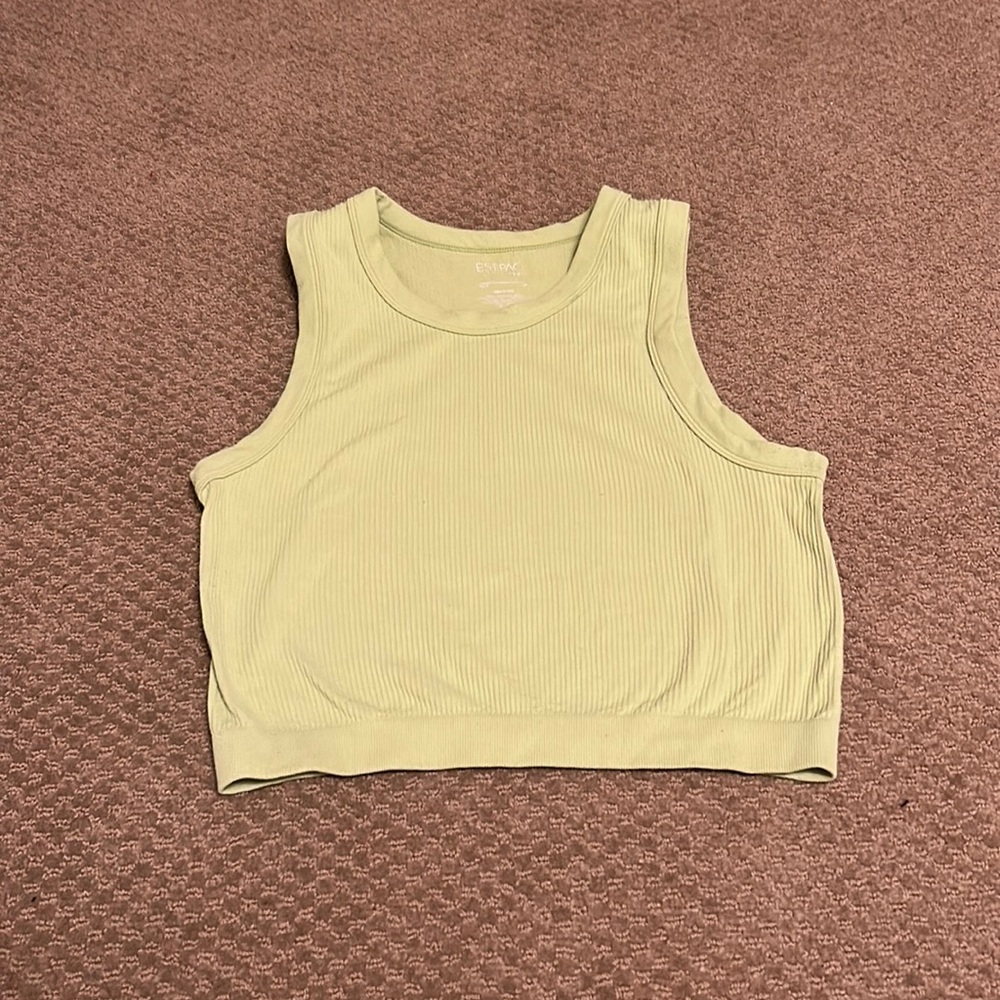 Green ribbed tank top